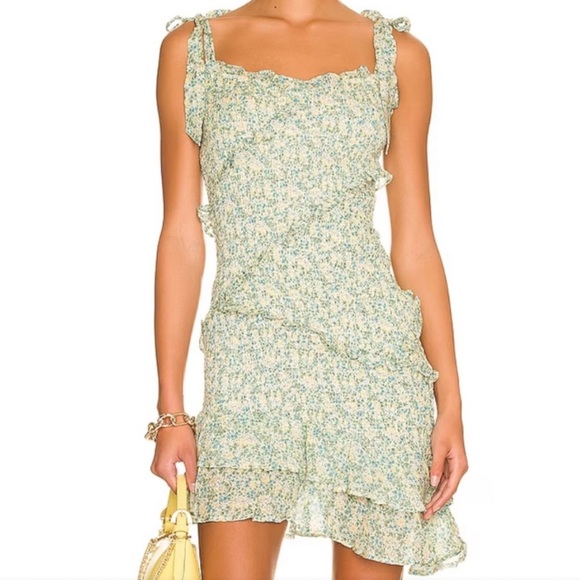Astr Dresses & Skirts - ASTR the Label Green and Cream Textured Dress